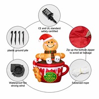 Vente en gros d'usine : Bonhomme en pain d'épices gonflable lumineux dans une tasse de chocolat chaud, décoration de jardin de Noël