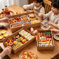 Boîte de préparation de repas en papier kraft recyclé écologique à compartiments multiples avec couvercle pour régime alimentaire sain, sushis et traiteur