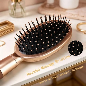 Juego de cepillos para el cabello de lujo chapados en oro ABS con logotipo privado personalizado al por mayor, juego de cepillos y peines mate antienredos populares en Europa - Product Image 4