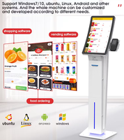 Kiosque de paiement en libre-service sur pied de 23,6 pouces avec lecteur NFC et scanner, imprimante thermique