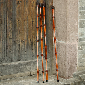 Bamboo Root Walking Stick 1-Section Anti-Slip Rubber Tip Hiking Outdoor Use Elderly Trekking Collectible Gift - Product Image 1
