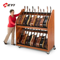 Présentoir en bois à structure simple et moderne personnalisé pour guitare mobilier de magasin de détail écologique