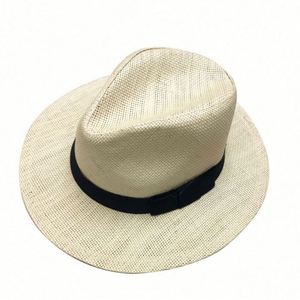 Sombrero Panamá Beige Personalizado para Mujer, con Cinta Negra, Diseño Calado y Transpirable, para Playa - Product Image 1