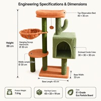 Arbre à chat en forme de cactus haut de gamme avec poteau à gratter en sisal, hamac pour chat et niche fermée pour chats d'intérieur OEM ODM