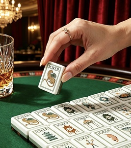 2026 Jeu de tuiles de mahjong américain en Lucite de haute qualité, motif Tortoise Blanc Lotus, écologique, résistant à l'eau, pour jeu de casino - Product Image 1