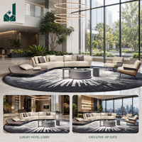 Canapé modulaire en cuir italien luxueux et courbé, équipé d'une base plateforme fonctionnelle, grande taille, adapté aux villas