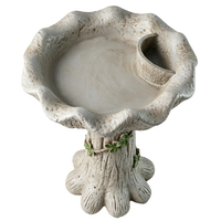 Bain d'oiseaux en résine en forme de souche d'arbre avec feuilles de vigne, décoratif pour jardin extérieur, mangeoire autoportante vintage résistante aux intempéries pour la cour.
