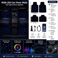 Wasserdichte Nylon-Glasfaser-Sternenlicht-Auto-LED-Matten Funkelnde Licht-Autoteppiche Komplettset 4-teilig mit APP-Fernbedienung