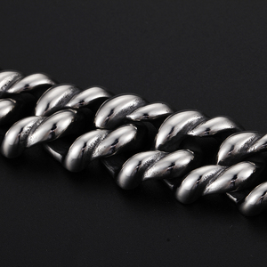 KALEN 316L Stainless Steel Heavy <strong>Silver</strong> Bracelet <strong>Bangle</strong> <strong>Men</strong> High Polish Biker Unique Chain Bracelets Jewelry - Product Image 2