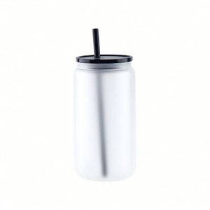 Gobelet de 16 oz pour sublimation, bouteille d'eau en verre dépoli de 16 oz avec couvercle en PP - Product Image 1