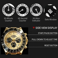 Montre Homme X-GEQCK de Luxe Dorée, Tendance, Phase de Lune, Multifonctionnelle, Lumineuse Nocturne, Étanche, Chronomètre, Date, Affaires