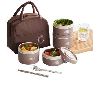 Boîte à lunch portable personnalisée en acier inoxydable 304 pour enfants, accessoire de cuisine, boîte à lunch thermique, thermos rond pour aliments, boîte bento avec sac - Product Image 1
