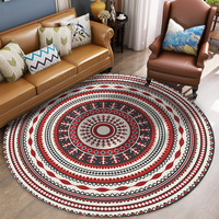 Tapis rond en acrylique de style bohème turc 2023, fabriqué à la machine, lavable