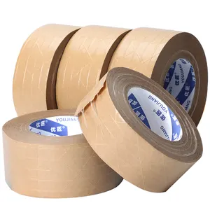 YOUJIANG Custom Colored Logo Eco Friendly Water Activate Wet Paper Tape Reinforced Printed Kraft Paper Parcel Tape