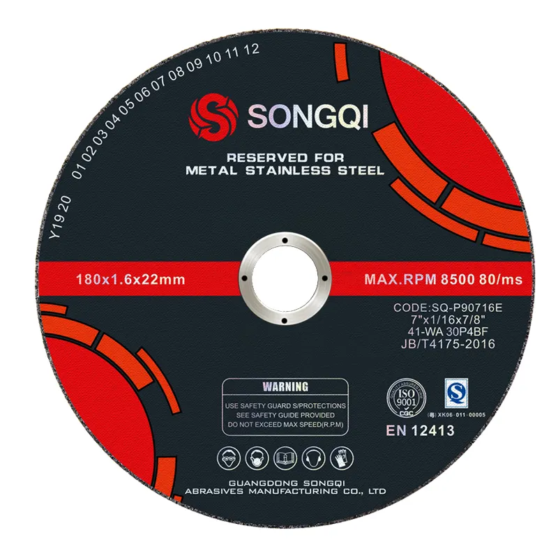SONGQI fabbrica 180*1.6*22.2mm disco da taglio a 7 pollici tagliato ruote disco da taglio abrasivo per metallo taglierina in acciaio inox