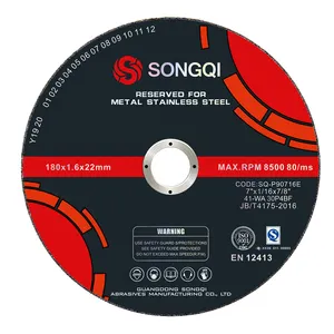 SONGQI-disco de corte abrasivo para cortador de metal y acero inoxidable, 180x1,6x22,2mm, 7 pulgadas