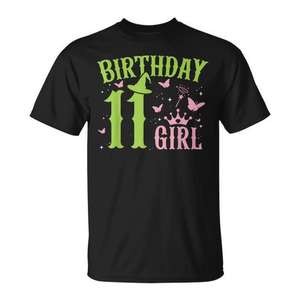 Camiseta verde rosa para fiesta de cumpleaños de niña de 11 años con diseño de bruja - Product Image 1