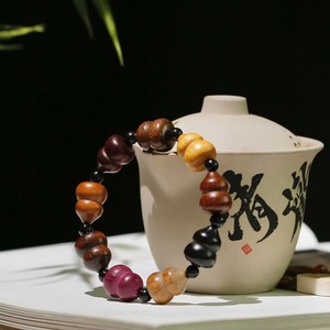 Multi Gourd Bracelet Rosewood Black <b>Spacer</b> Beads Unisex Everyday Wear Cultural Jewelry - Product Image 1