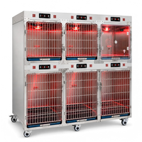 Cage à oxygène infrarouge vétérinaire à température contrôlée numériquement avec roues mobiles pour chien, chat, lapin