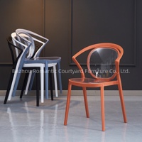 Chaises de salle à manger d'extérieur empilables avec dossier transparent, chaises de salle à manger en plastique colorées