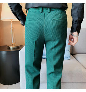 Pantaloni da Uomo Formali <span class=keywords><strong>Cargo</strong></span> Marroni di Alta Qualità in Velluto a Coste Stile Coreano a Vita Media Vestibilità Aderente da Ufficio Casual Senza Pinces - Product Image 6