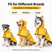 Jas Hujan Anjing PU, Mantel Anti Air Reflektif Berkerudung, Jaket Hujan Hewan Peliharaan, Tahan Angin, Resleting yang Dapat Disesuaikan, Grosir Berbagai Ukuran