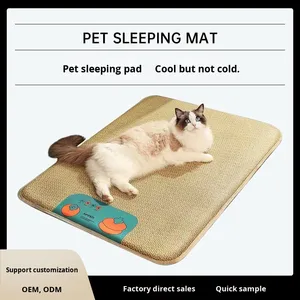 Nid de chat d'été de style japonais lit de chien en rotin écologique tapis de refroidissement amovible pour animaux de compagnie de taille moyenne et grande - Product Image 4