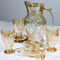 Service à thé en verre transparent de style moyen-oriental avec logo personnalisé de luxe, carafe à eau froide, pichet, pot à eau en verre