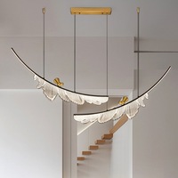 Lustre moderne en acrylique transparent avec plumes, luminaire suspendu en cuivre pour chambre à coucher, salon, luminaires suspendus personnalisés