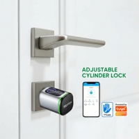Cerradura de Puerta Inteligente Eléctrica con Huella Dactilar, Estilo Europeo, IP67, Cilindro Europeo, NFC, Ttlock, Tuya, Aleación de Aluminio, Instalación DIY