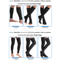 Bas de Compression Médicale Personnalisés 20-30mmHg pour Infirmières, Circulation, Bout Ouvert, Mi-Cuisse et Mi-Mollet, pour Varices