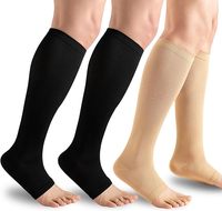 Chaussettes de compression hautes au genou à bout ouvert pour hommes et femmes soutien supérieur des varices bas tricotés pour la circulation