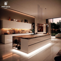 Ensemble d'armoires de cuisine de luxe en acier inoxydable, directement d'usine, avec quincaillerie OEM pliable à fermeture douce, pour mobilier de maison entière et hôtels