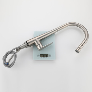 Stainless Steel Pull Out Kitchen Faucet Single Handle Deck Mounted Modern Ceramic Valve Core YQ3024F - Product Image 1