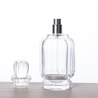 Flacon de parfum en verre vide de luxe personnalisé, transparent, avec pompe à sertir, 50 ml, 100 ml, écologique, recyclable, avec boîte d'emballage et pulvérisateur à pompe