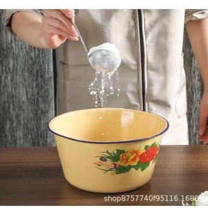 <span class=keywords><strong>Bassine</strong></span> en émail métallique nostalgique style ancien pour gâteaux, avec couvercle, pour graisse et conservation rapide, idéale pour le camping, directement de l'usine - Product Image 6