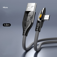 Câble de données tressé en nylon coudé 3A câble de charge rapide type-c câble de charge rapide Micro USB vente en gros pour téléphone portable Android