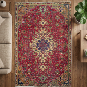 One of the Kind Hand-Knotted <b>Wool</b> Rug-Luxurious Vintage Design 7'5 X 5'0 Artisan <b>Crafted</b> Non-Slip & Stain Resistant Low Pile - Product Image 3