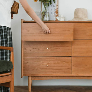 Commode en bois de cerisier à 6 tiroirs, meuble de rangement en bois massif, commode de chambre à coucher - Product Image 3