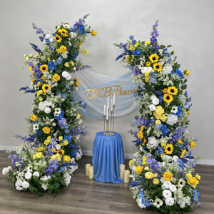 2025 gros bleu et jaune mixte violet arc de mariage en soie artificielle pour la décoration de toile de fond de fête - Product Image 4