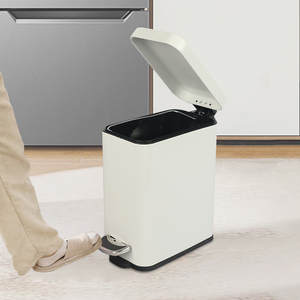 Thanh Lịch Hình Chữ Nhật 5L Thép Đạp Bin Kim Loại Màu Trắng Hẹp Thùng Rác Có Thể Với Im Lặng Đóng Nắp Cho Phòng Khách Phòng Tắm Văn Phòng Không Gian - Product Image 2