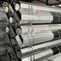Poteau utilitaire octogonal en acier sur mesure de 9m à 12m, galvanisé à chaud ASTM A123, 200daN-800daN, poteau en acier à joint coulissant pour ligne électrique
