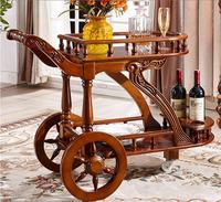 Prix d'usine, vente chaude en gros, meuble de bar moderne de luxe en bois de bouleau massif, chariot à vin rouge avec rangement GMO01-GMO07