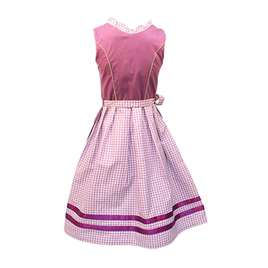 Robe traditionnelle Dirndl pour femmes, jupe à carreaux rose, broderie florale, corsage à lacets, coupe trapèze, longueur midi, costume folklorique - Product Image 3