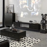 Ensemble de meuble TV et table basse en bois de style punk, design moderne et simple, meubles de salon