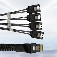 Harga Pabrik Grosir Berkualitas Tinggi 54cm Portable Mini Sas 38P SFF-8654 ke 180 Derajat 4x SATA 7Pin dengan Latch
