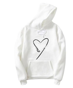 White Cropped Long Sleeve Casual Sweatshirt Winter Lined Hoodie with Front Logo Printed Design and Pocket Without <strong>String</strong> <strong>Top</strong> - Product Image 1