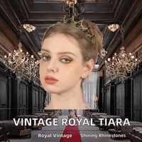 BELLEWORLD Couronne Tiara Vintage Baroque Royale en Cristal, Accessoire de Cheveux de Mariage de Luxe, Alliage Plaqué Or, Strass, pour Mariée et Princesse
