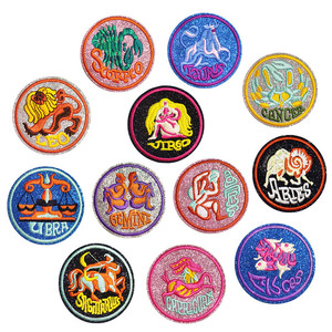 Parches redondos del zodiaco, 12 Constelaciones personalizadas de alta calidad - Product Image 1