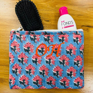 Bolsas de Aseo Portátiles Acolchadas de Algodón con Estampado Floral, Regalos para Damas de Honor, Bolsa de Cosméticos para Mujer, Pequeña Capacidad - Product Image 1
